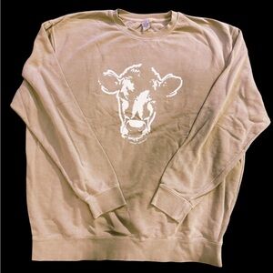 Tan Cow Print Women's Sweatshirt